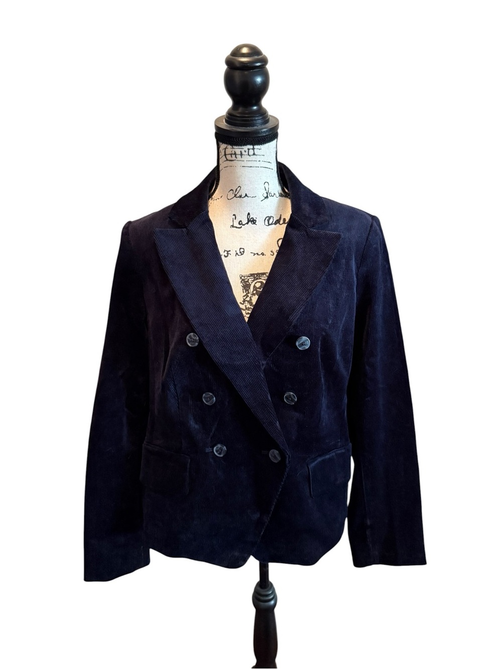 Talbots Corduroy Blazer Jacket Navy Blue Size 12 Double Breasted NWOT oversized